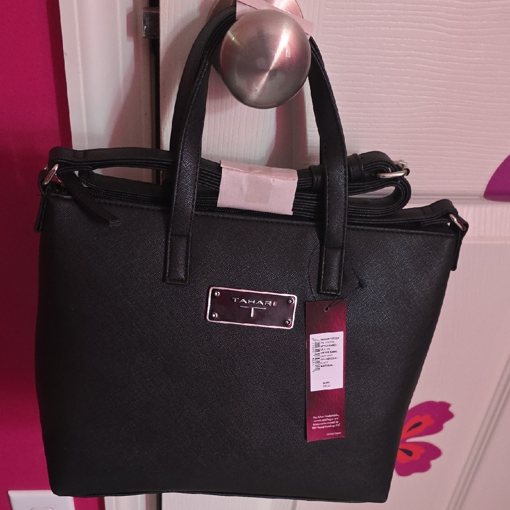 Tahari Elegant Black Tote Bag